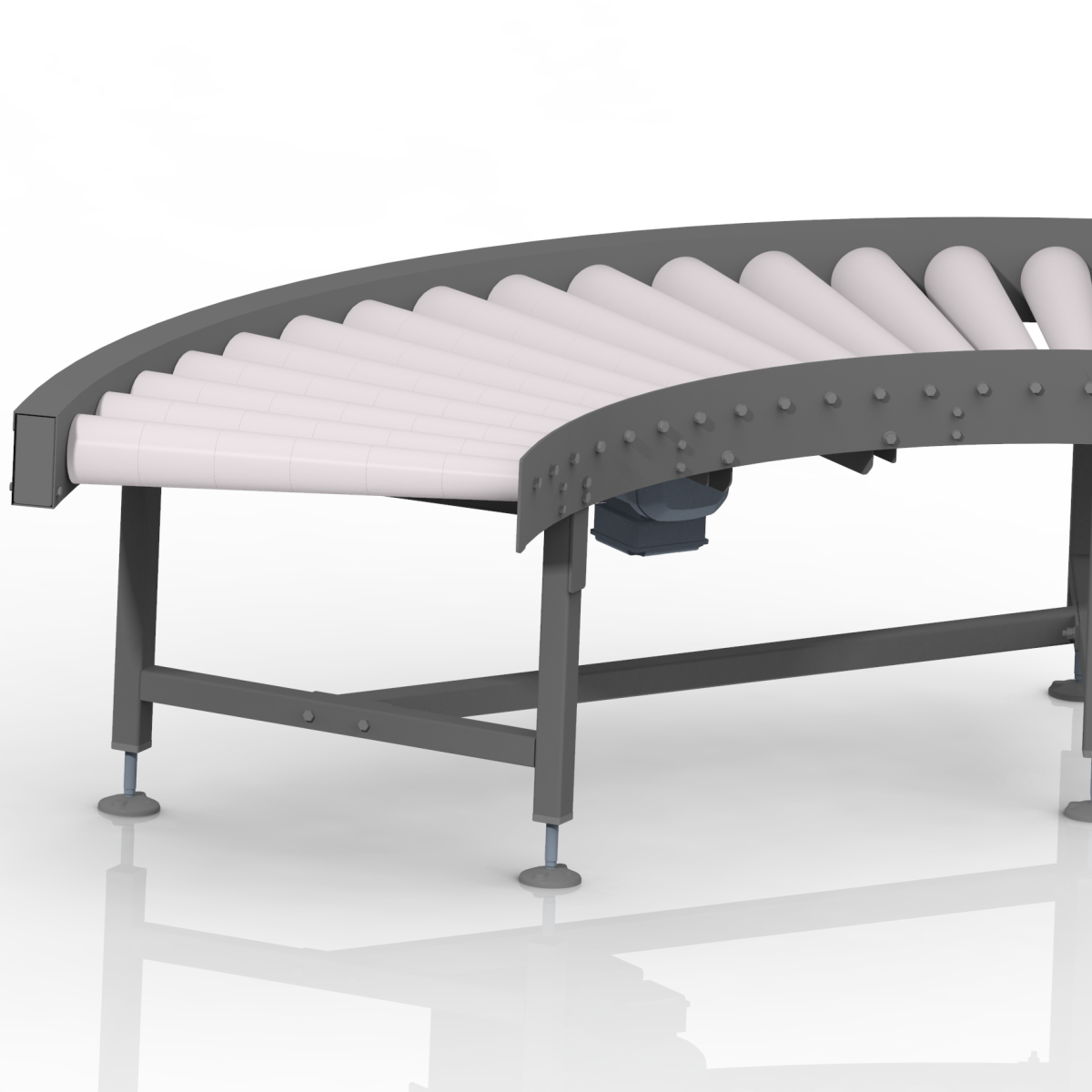 Straight heavy-duty motorised roller conveyor