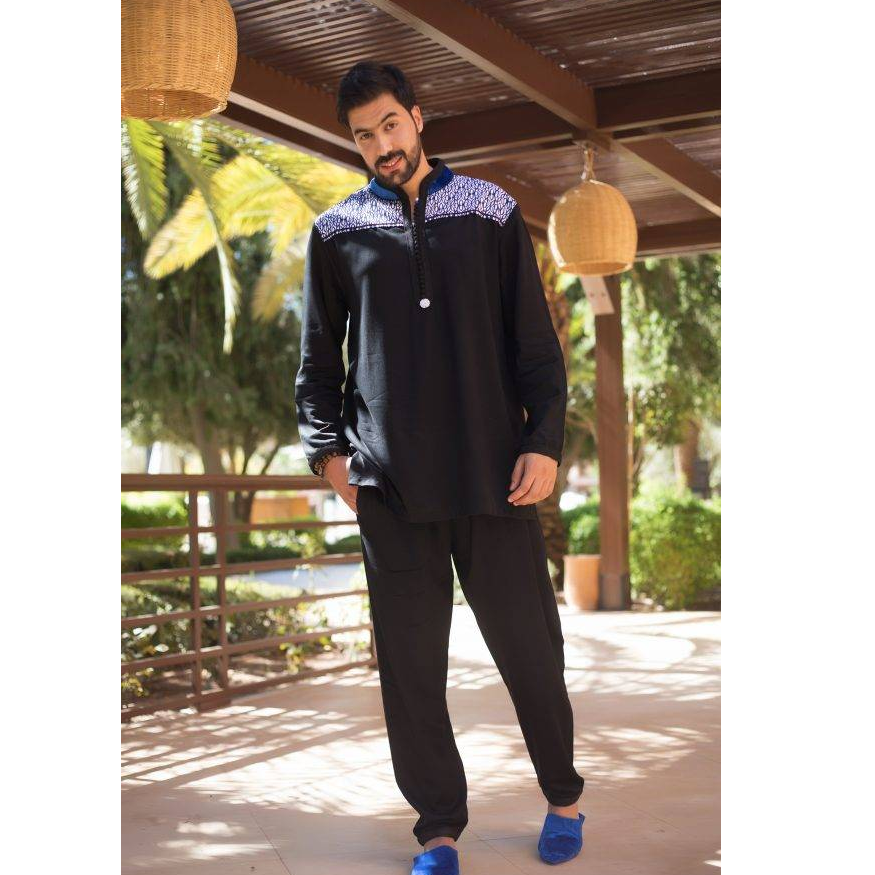 TWO-PIECE JABADOR IN BLACK MLIFA FABRIC