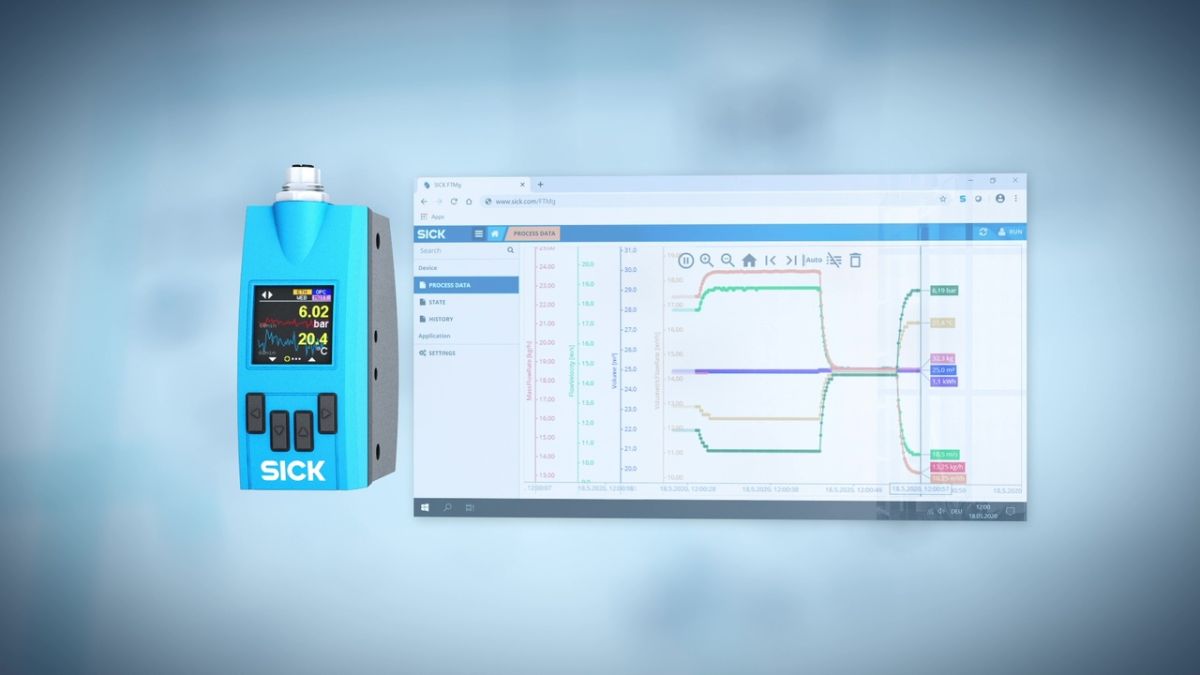 Flow sensor for compressed air with energy monitoring FTMg