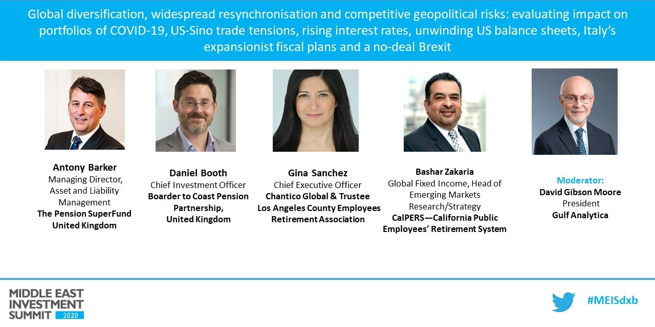 KEYNOTE PANEL Global diversification, widespread resynchronisation and competitive geopolitical risks: evaluating impact on portfolios of COVID-19, US-Sino trade tensions, rising interest rates, unwinding US balance sheets, Italy’s expansionist fiscal pla