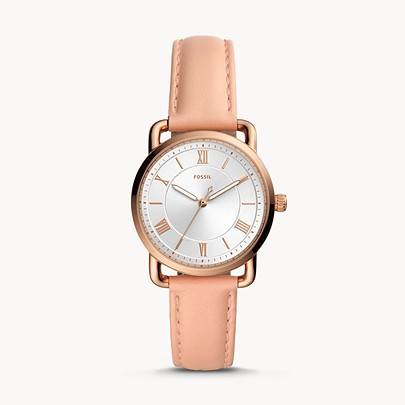 Copeland three-hand watch in nude leather