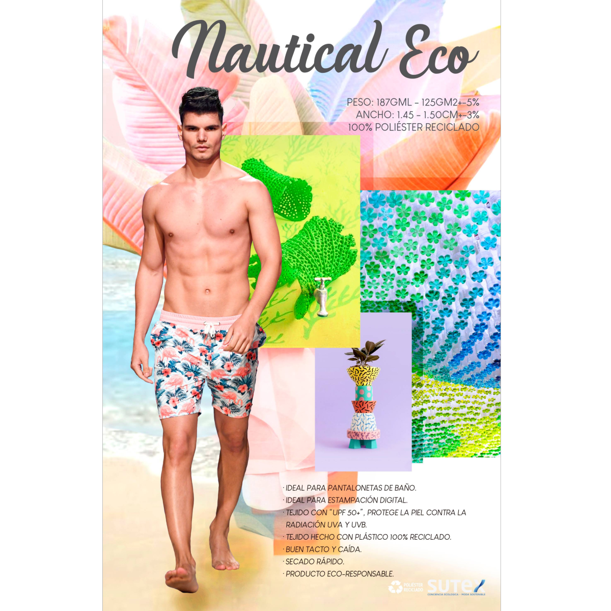 Telas para pantalonetas de baño/Telas ecológicas - NAUTICAL ECO