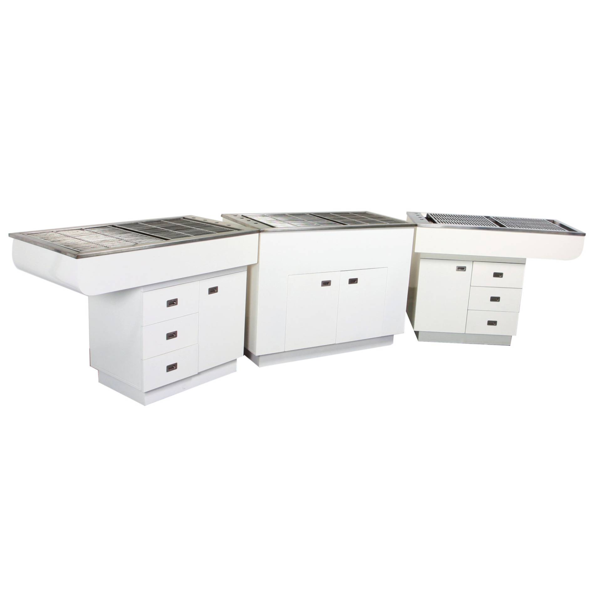 Dental Preparation Table with Stainless Steel Tub and Painted Cabinets