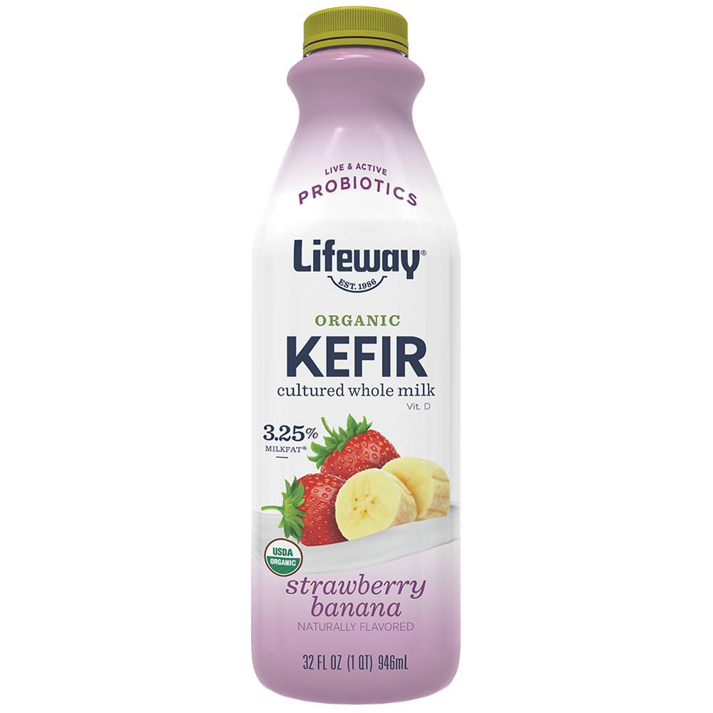 Lifeway Organic Whole Milk Strawberry Banana Kefir