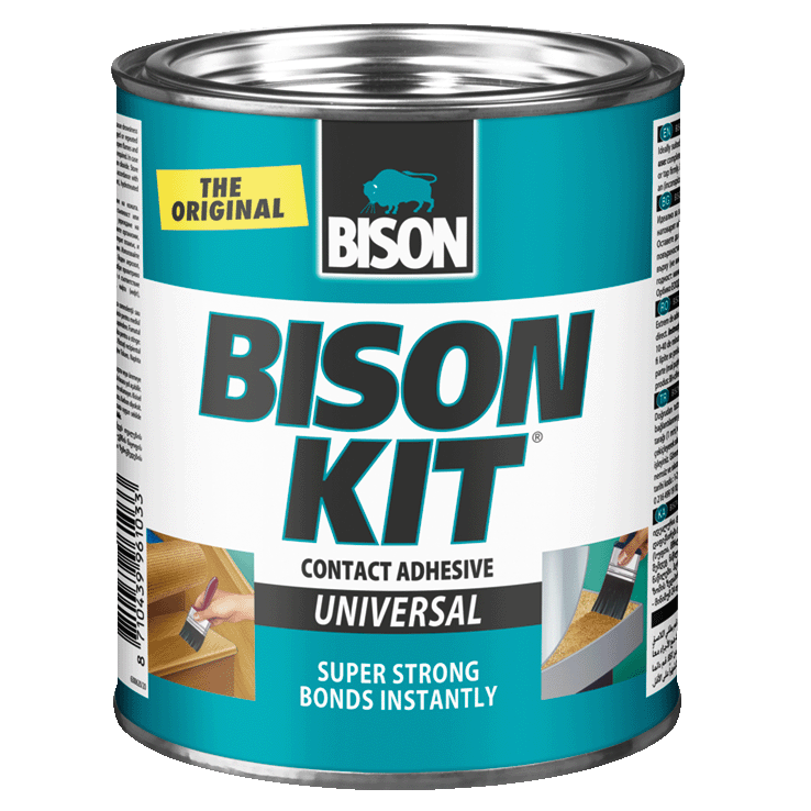 BISON KIT® CONTACT ADHESIVE 650ml tins , 4.5ltr can, 55ml & 140ml tubes