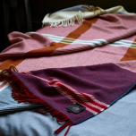 Fine Merino Exe Check Blanket in Ruby