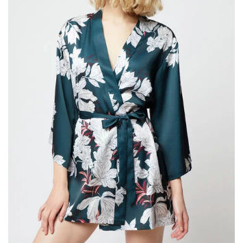 GOYAVE floral print satin kimono