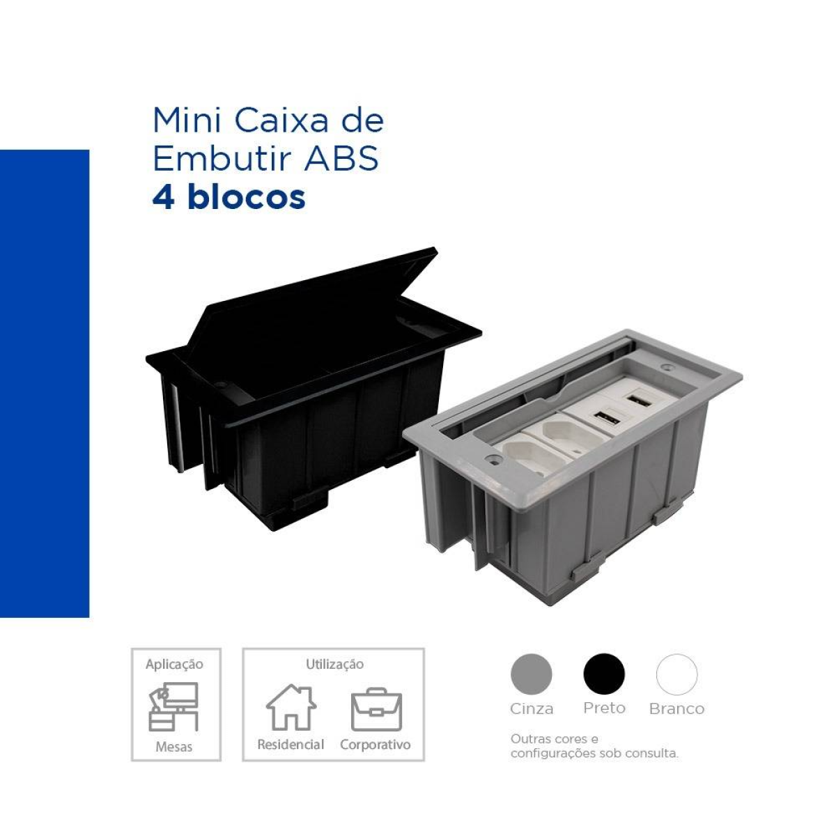 Mini Caixa de Embutir ABS (4 blocos) - Facility QTMOV