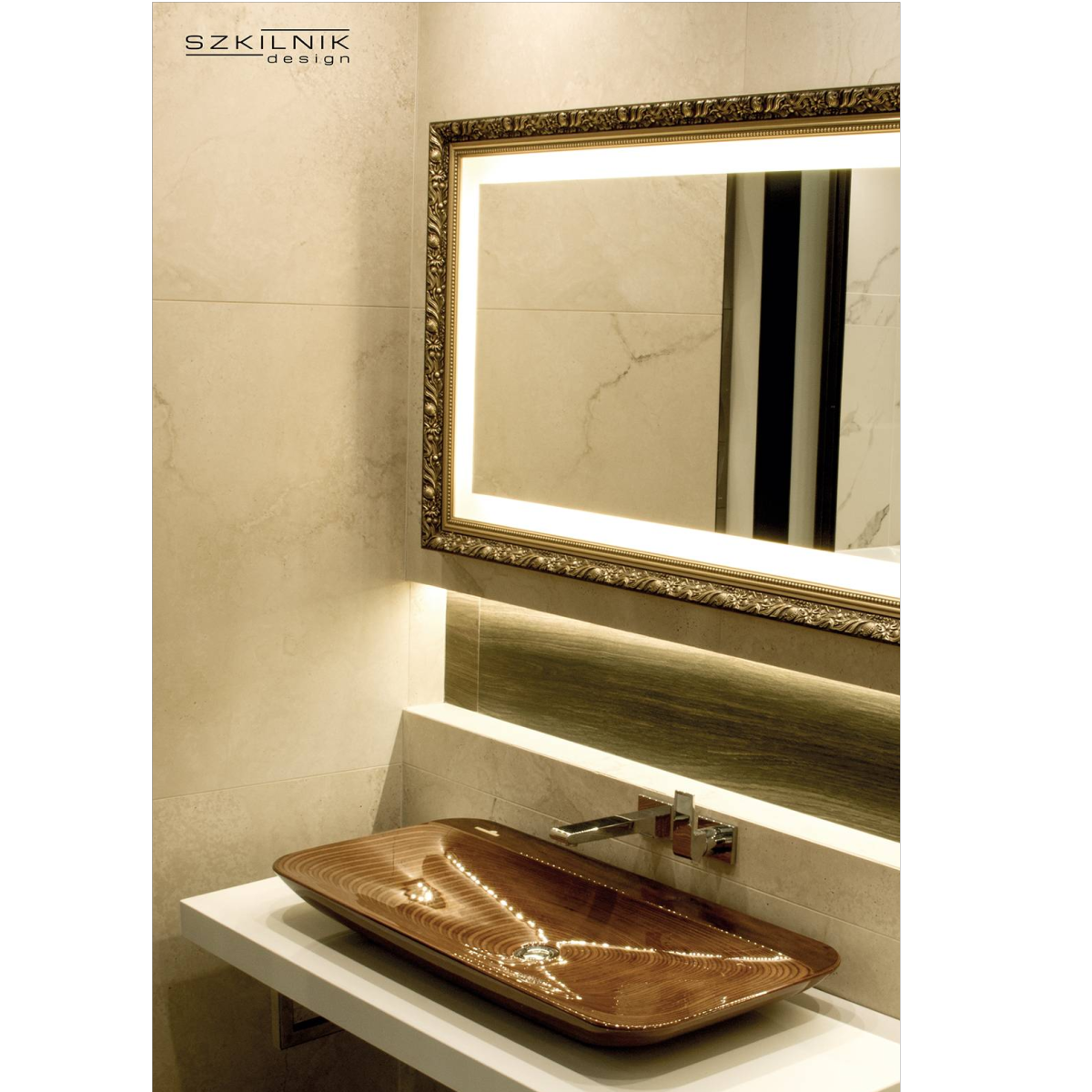 Szkilnik Design Luxury wooden washbasin model Alga Double