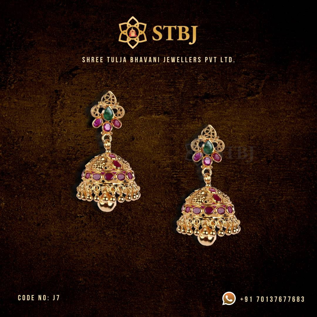 Precious Gem Stones Jhumkis