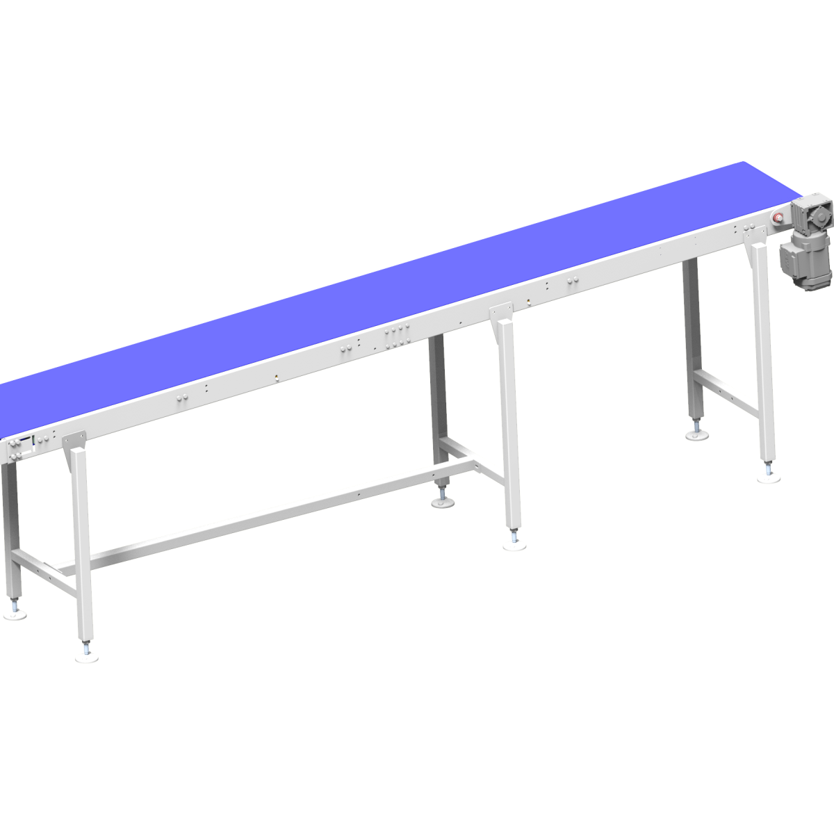 Straight belt conveyor with small rollers