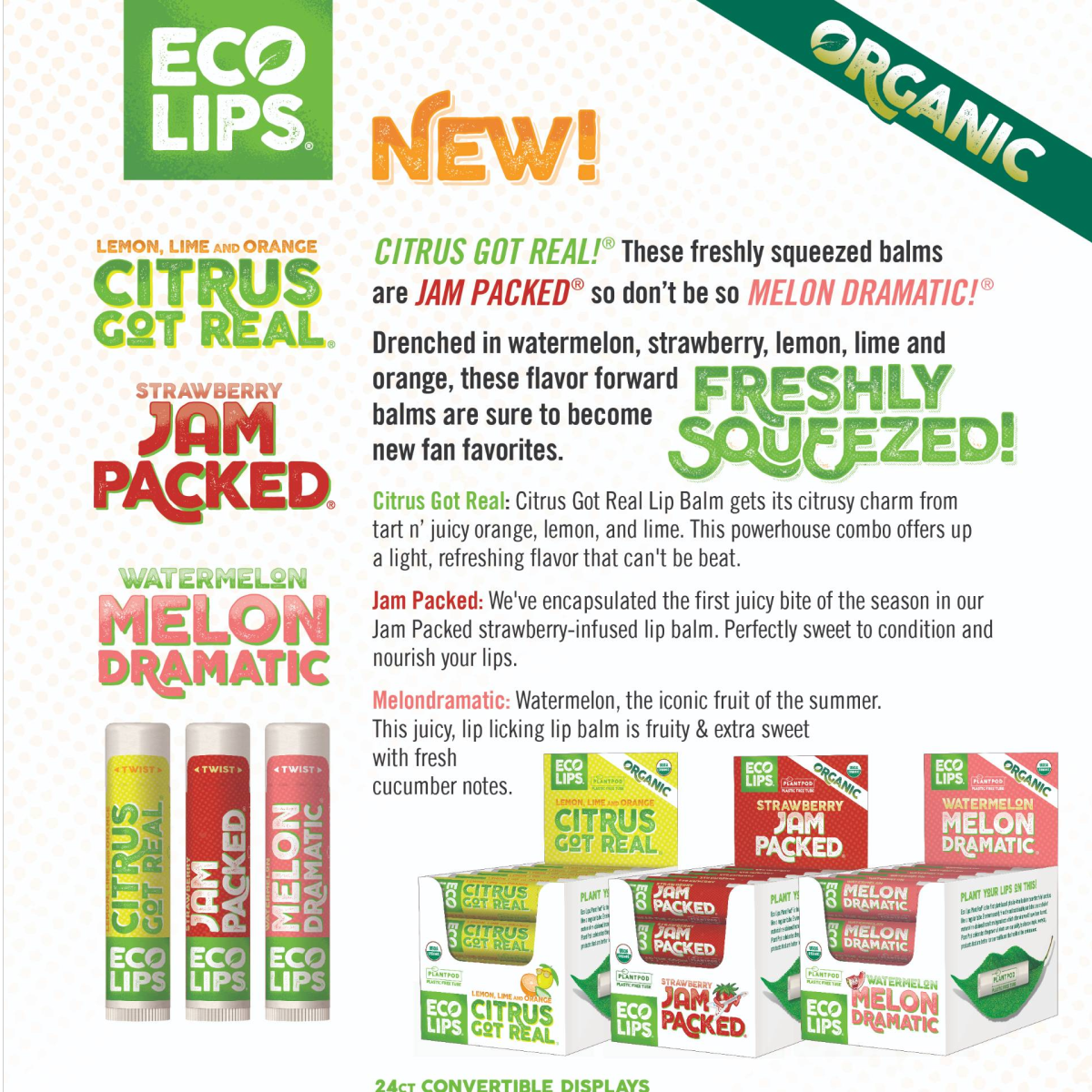 Eco Lips Freshly Squeezed Fruit Lip Balms