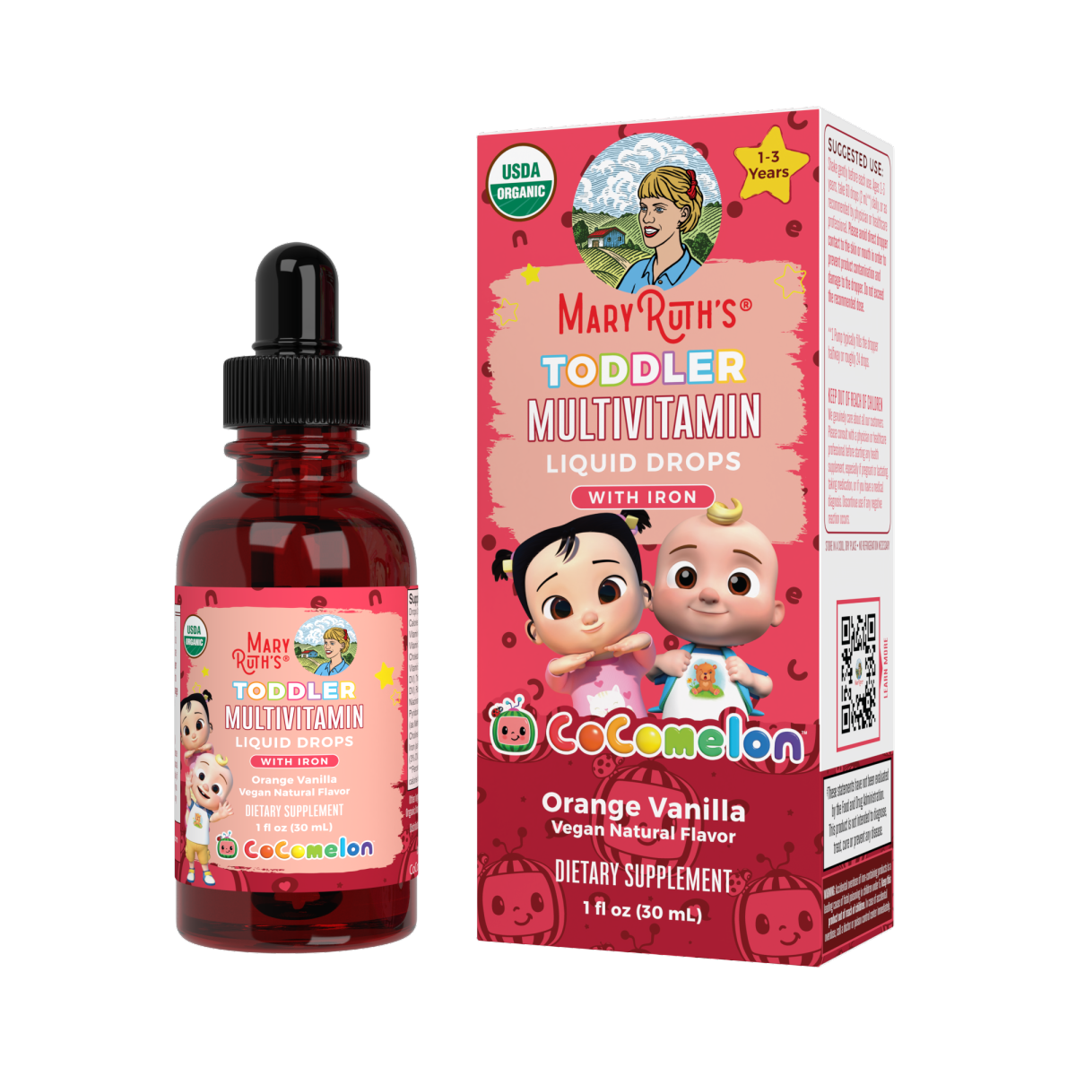 CoComelon Organic Toddler Multivitamin with Iron Liquid Drops