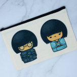 Blue Kokeshi Doll Bag