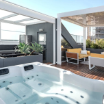 EXCLUSIVITÉ - Faro - Duplex vue mer en dernier étage, 4 chambres, toit terrasse, piscine et garage fermé.