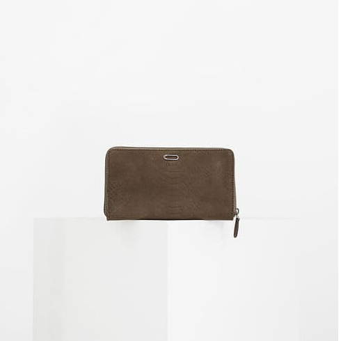 Cowhide leather wallet with reptile effect for women