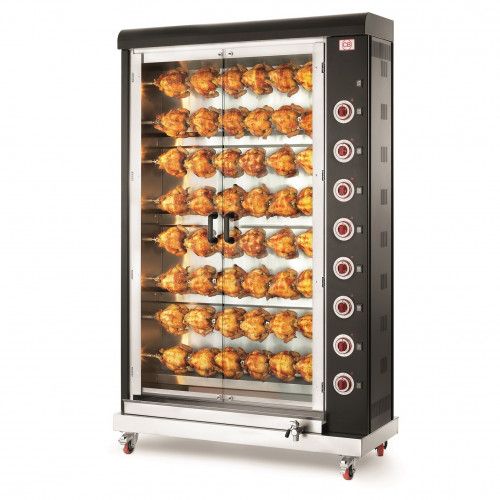 Electrical chicken-spits with overlapped single spits