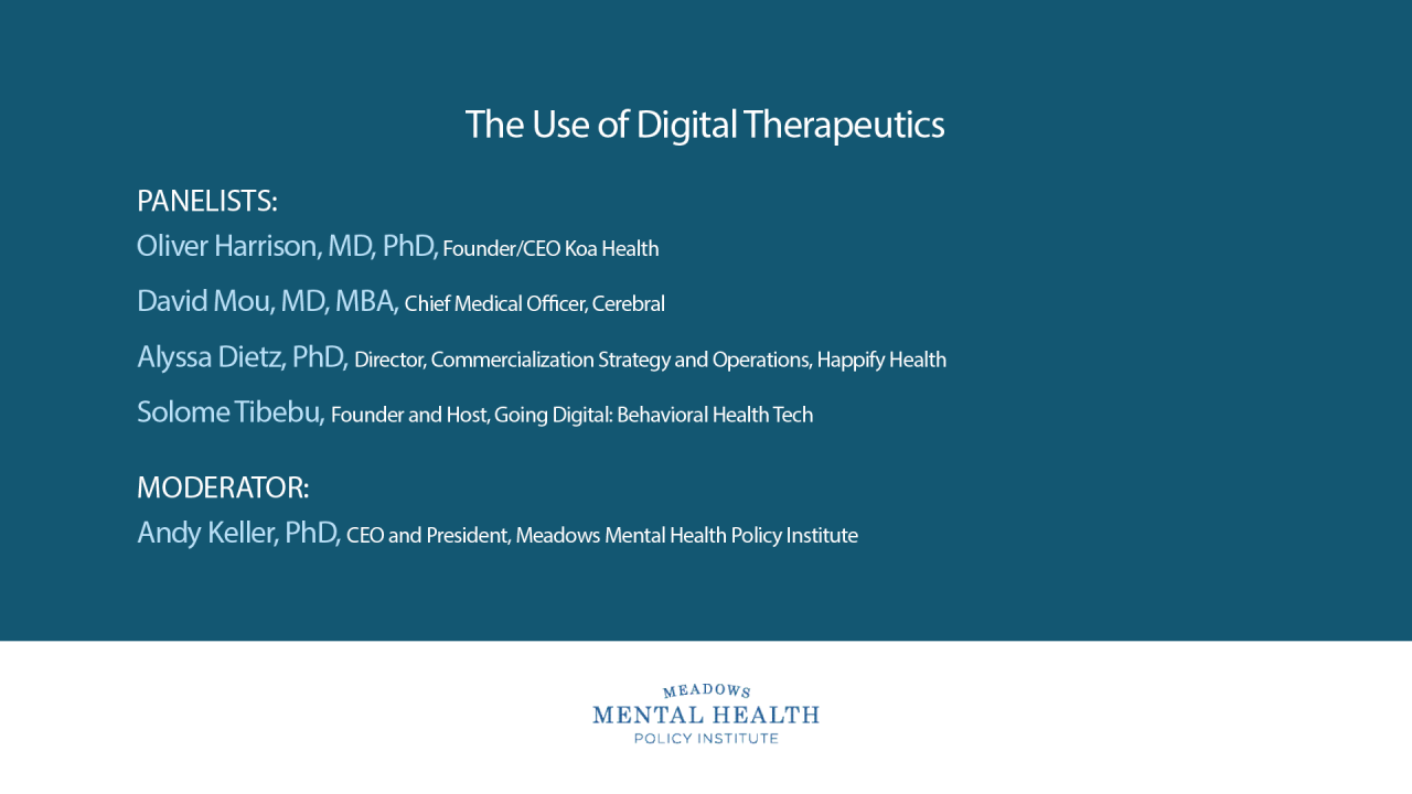 The Use of Digital Therapeutics Panel