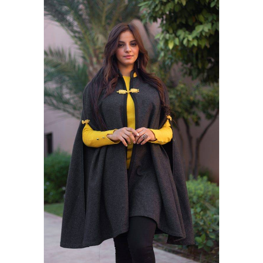 CAPE KNEE LENGTH GREY