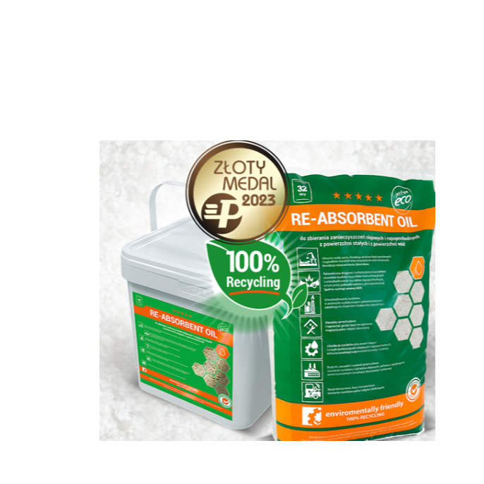 100% recycled Re-Absorbent Oil sorbent for collecting oil and oil-based pollutants from solid surfaces and water surfaces.