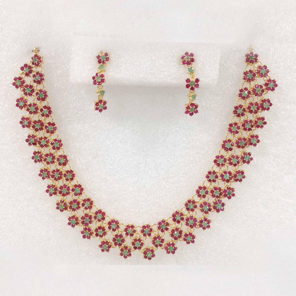 Ruby Emerald Studded Layered Necklace