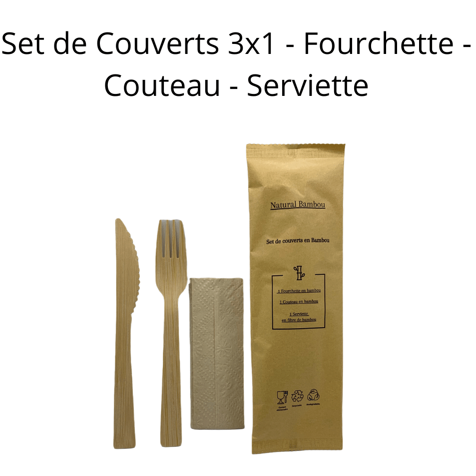 Set de Couverts 3x1 - Fourchette - Couteau - Serviette