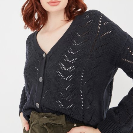 WOMAN'S BUTTONED OPENWORK CARDIGAN