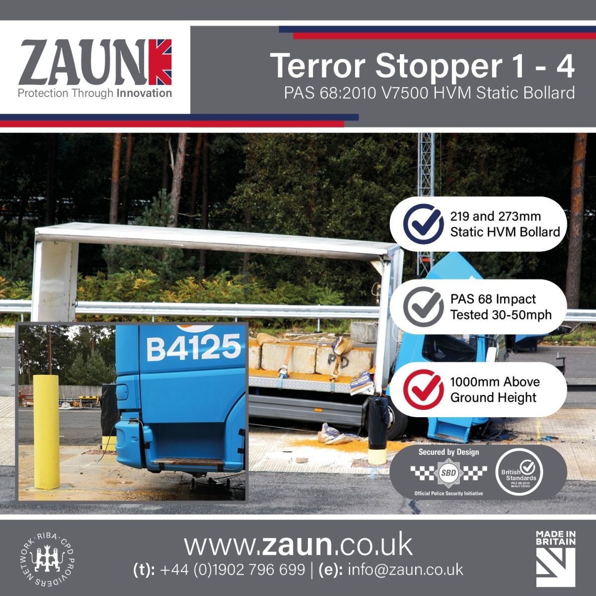 Terror Stopper 1 - 4 - PAS 68:2010 V7500 HVM Static Bollard
