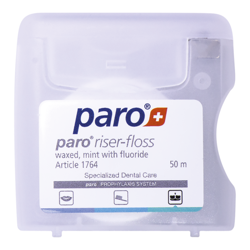 paro® riser floss, waxed, fluoridated, mint