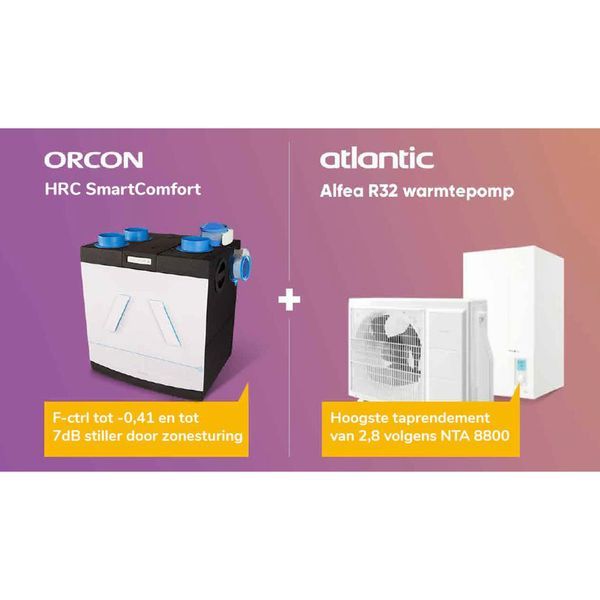 BENGBooster Totaaloplossing Combinatie van het ORCON HRC-SmartComfort balansventilatiesysteem en de ATLANTIC Alfea R32 Warmtepomp