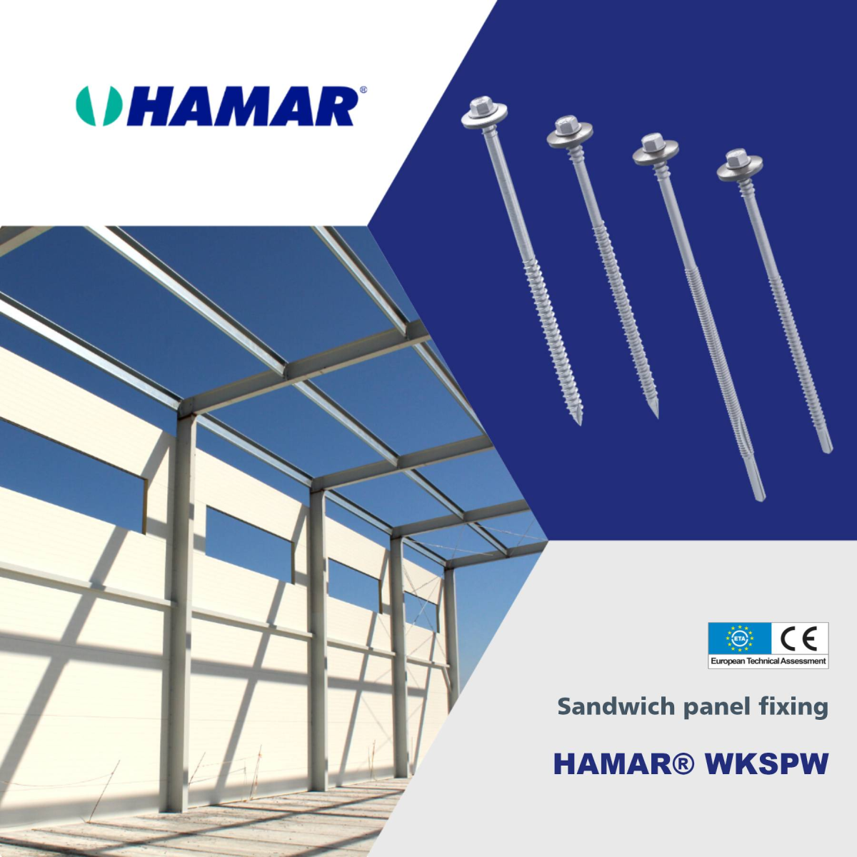 HAMAR® WKSPW Self-drilling screws for fixing sandwich panels onto various substrates