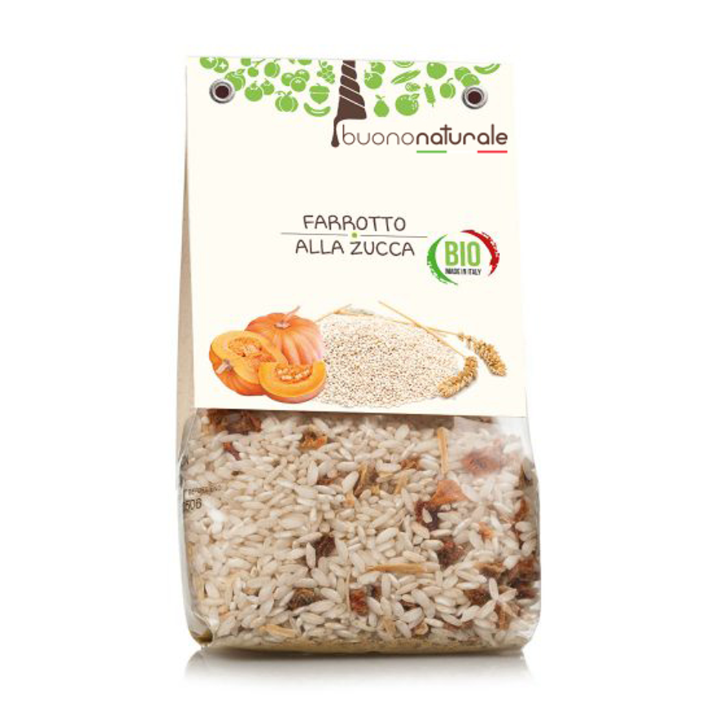 Ready-to-cook spelt or barley (with pumkin, eggplants, mushrooms, or tomatoes and basil) — 250g ORGANIC, vegan OK