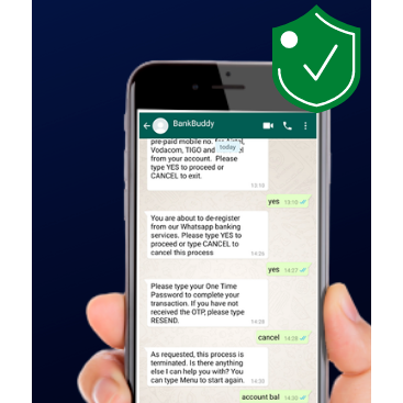 Secure Whatsapp Banking Transactions for Leading bank in Kenya, Rwanda & Tanzania