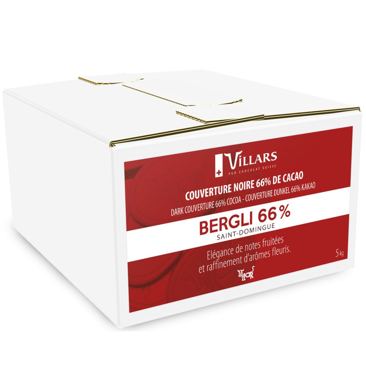BERGLI 66% - Chocolat noir de couverture Pure Origine Saint-Domingue VILLARS