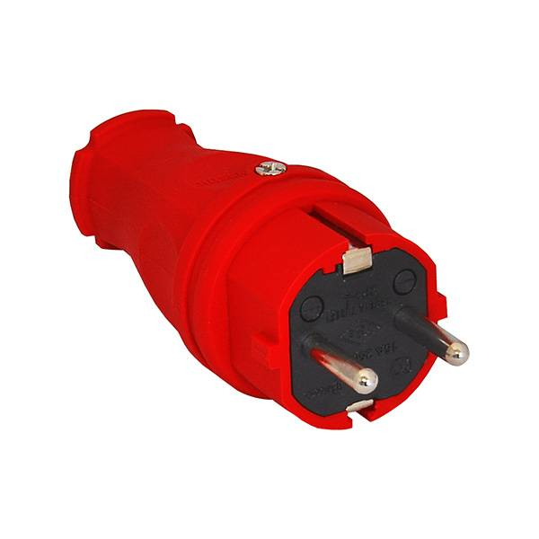 Power Solid stekker 16A rubber randaarde IP44 rood