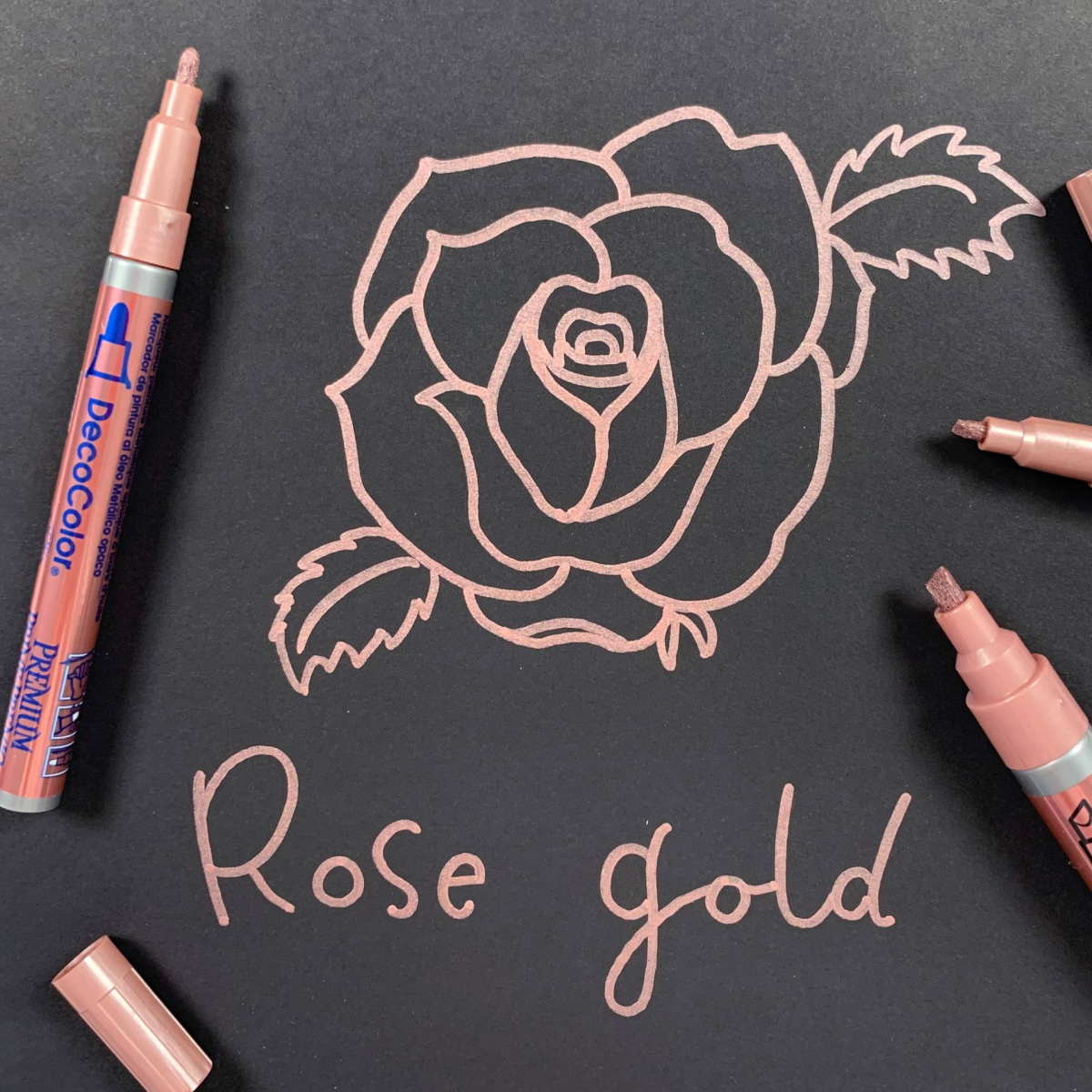 New - Marvy Uchida DecoColor Premium Metallic Paint Markers Rose Gold