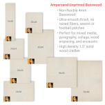 Unprimed Basswood Oversized Painting Panels: Sizes 12"x48" up to 48"x72"