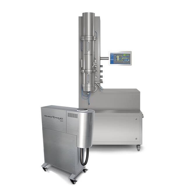 Fluid bed granulation Ventilus Lab with hotmelt from Romaco Innojet