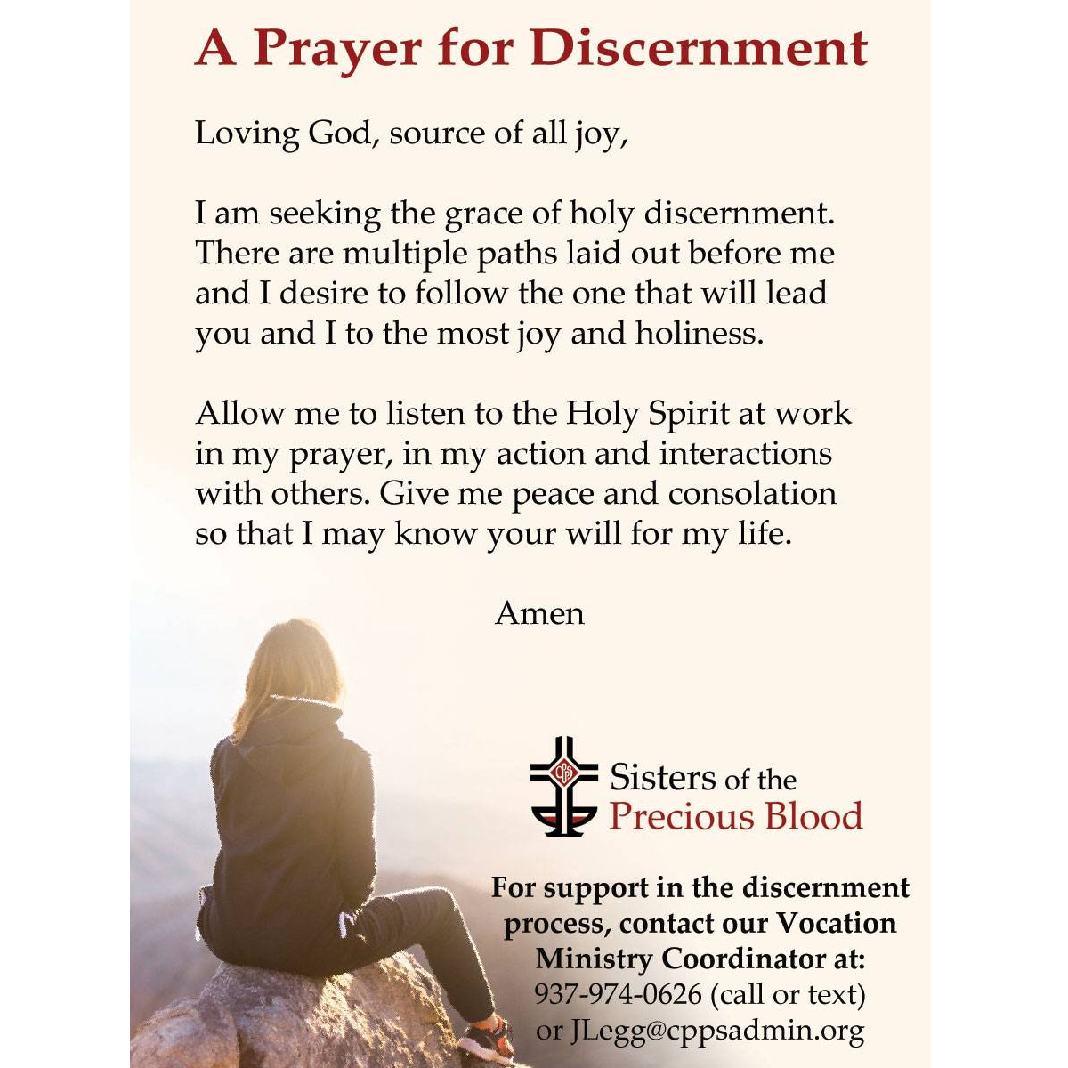 Discernment Prayer Card