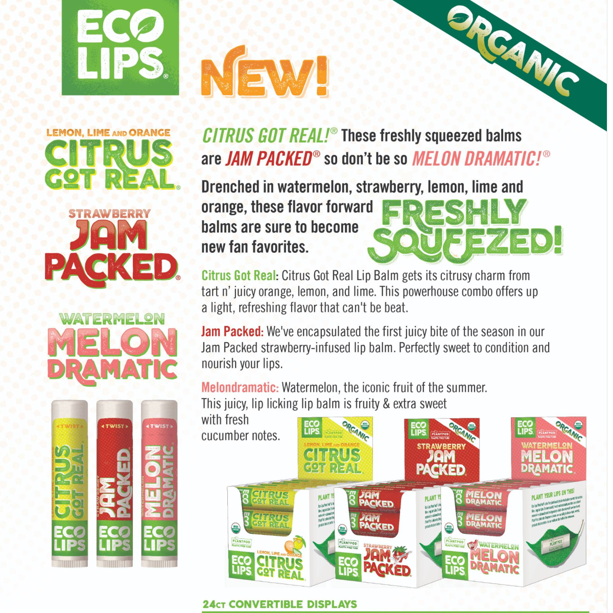 Eco Lips Freshly Squeezed Fruit Lip Balms