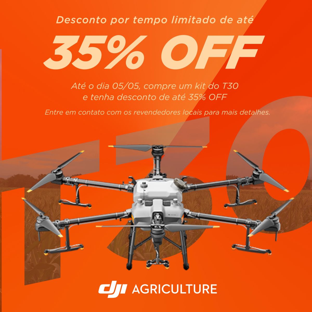 Promoção DJI Agras T30 com desconto de 35%