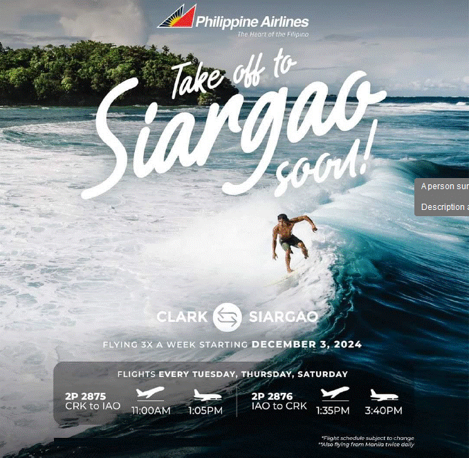 RESUMPTION OF CLARK-SIARGAO FLIGHTS STARTING DECEMBER 3, 2024