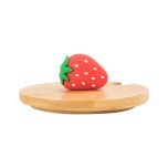 Tampa de Bambu Com Puxador Morango Para Caneca