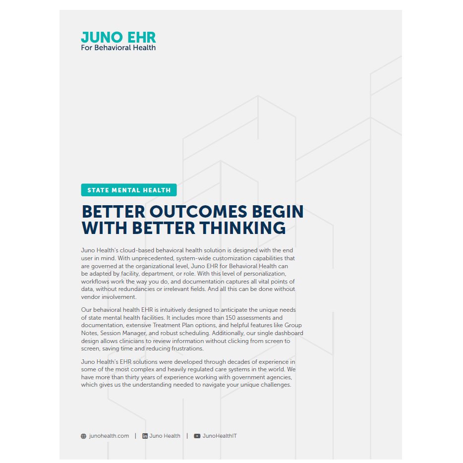 Juno EHR for State and Mental Health