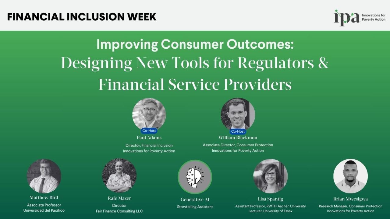 Improving consumer outcomes: designing new tools for regulators and financial service providers