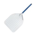 Pá Perfurada p/ Enfornar Pizza Alumínio 35,5 x 40,5cm Azul Curto