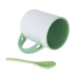 Canecas Para Sublimação de Cerâmica Branca Com Colher E Interior Verde Médio 325ml