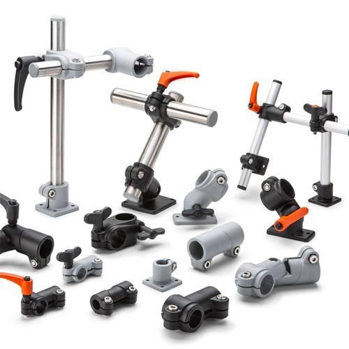 Noix de serrage et joints articulés pour tubes en technopolymère