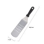Espátula Perfurada Longa Curva Profissional em Aço Inox c/ Cabo em Polipropileno Preto 35,5 x 7cm WECK