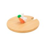 Tampa de Bambu Com Puxador Coelho Para Caneca